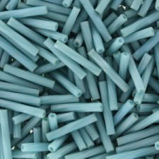 Miyuki twisted bugle beads 2x12mm Matted opaque turquoise blue luster TW2012-2029